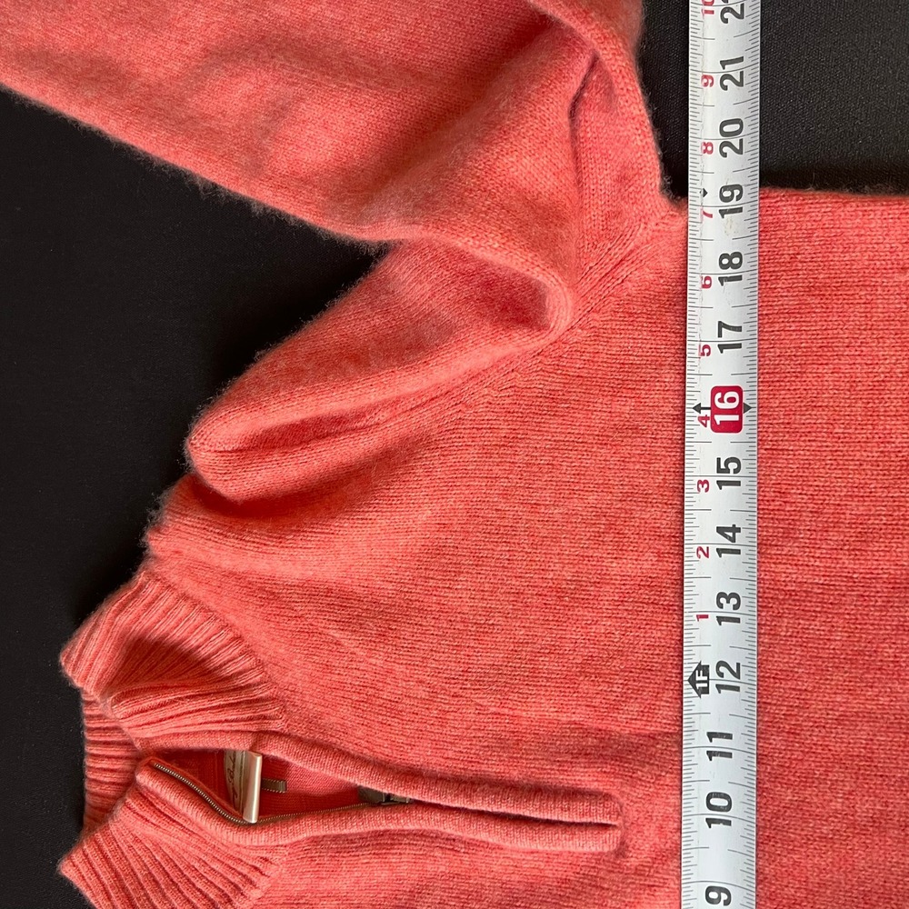 Tommy Bahama Coral 100% Cashmere Quarter Zip Sweater M Luxury Preppy Dopamine - Picture 5 of 6